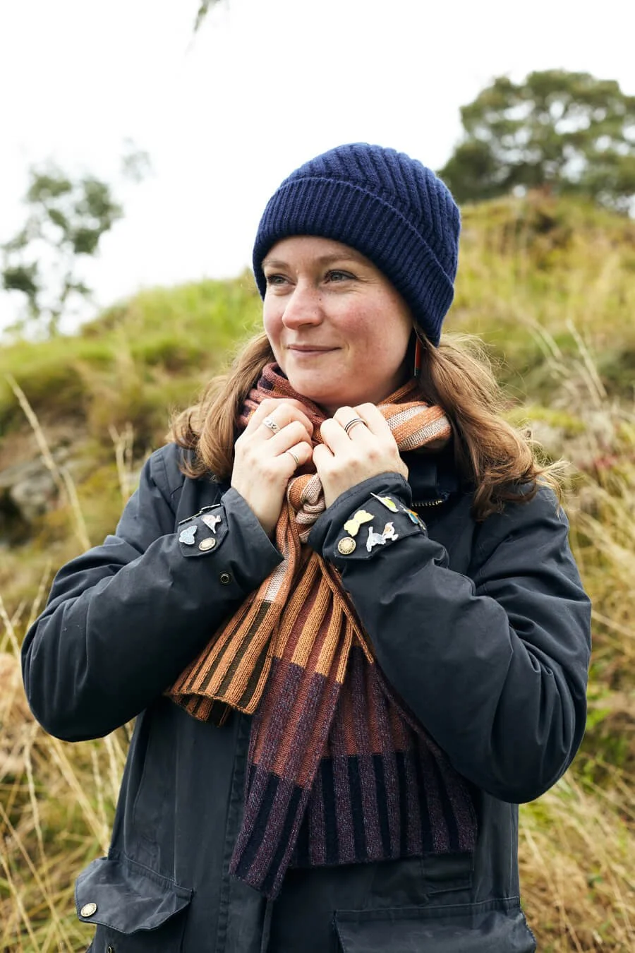 Dark Autumnal handmade cashmere scarf by Collingwood-Norris.jpg