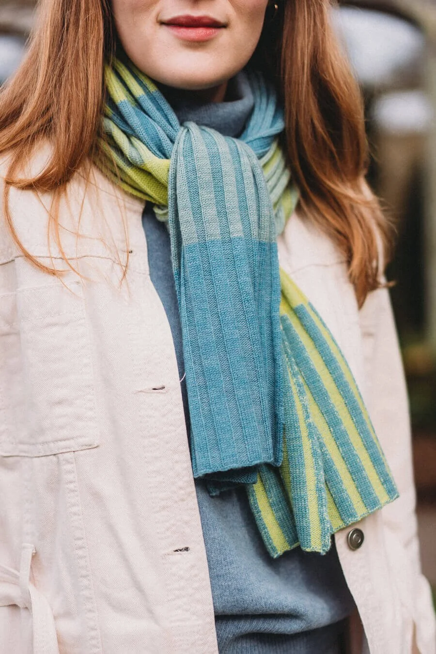 Blue and green striped merino striped scarf by Collingwood-Norris.jpg