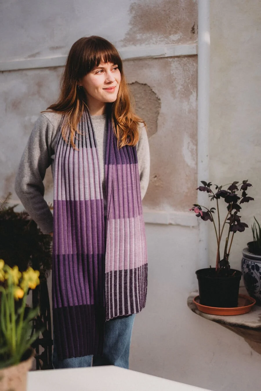Limited edition purple stripe merino scarf handmade by Collingwood-Norris.jpg