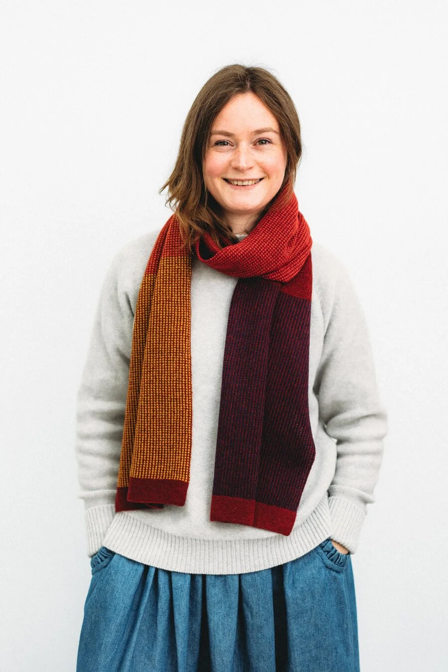 Deep red lightweight wool scarf by Collingwood-Norris.jpg