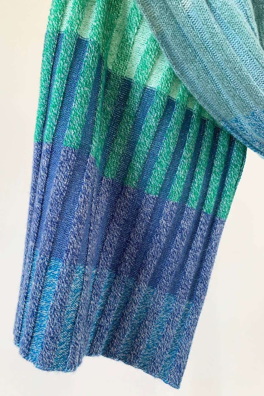 Blue and Green Scottish striped cashmere scarf by Collingwood-Norris