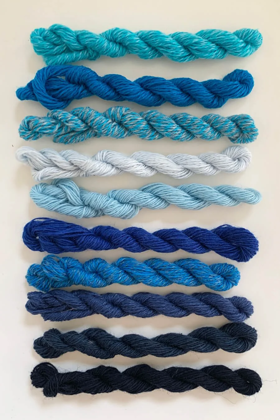 Cashmere Yarn for Mending in Blues