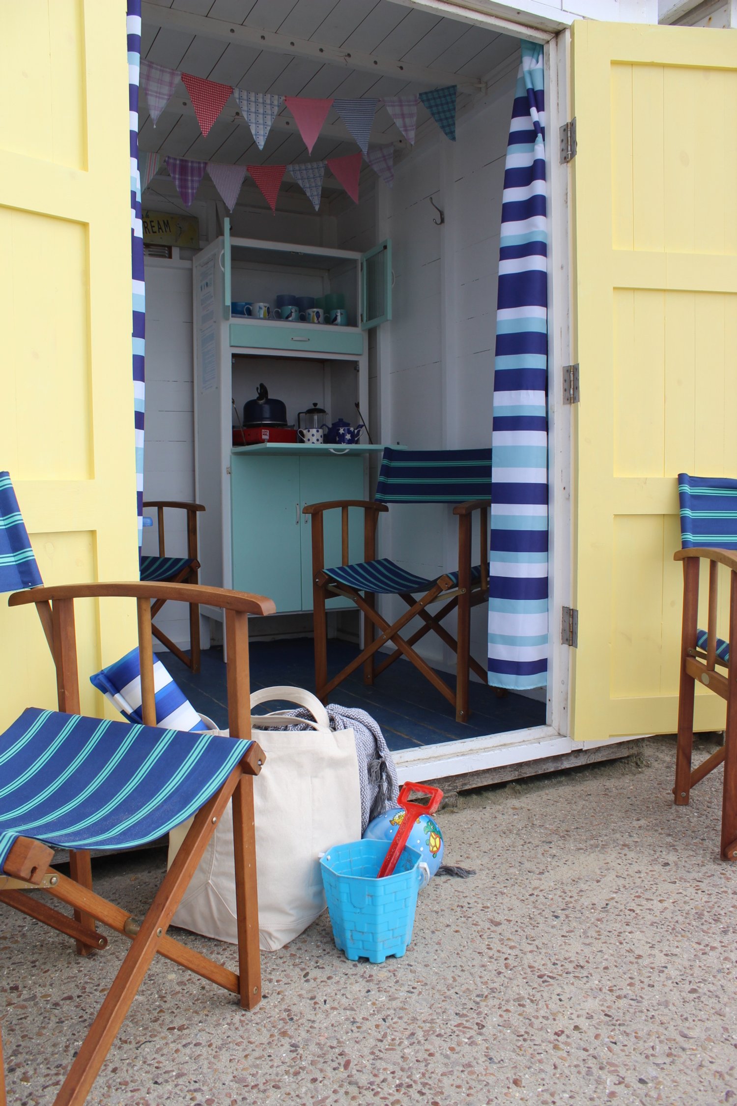 Inside the beach hut