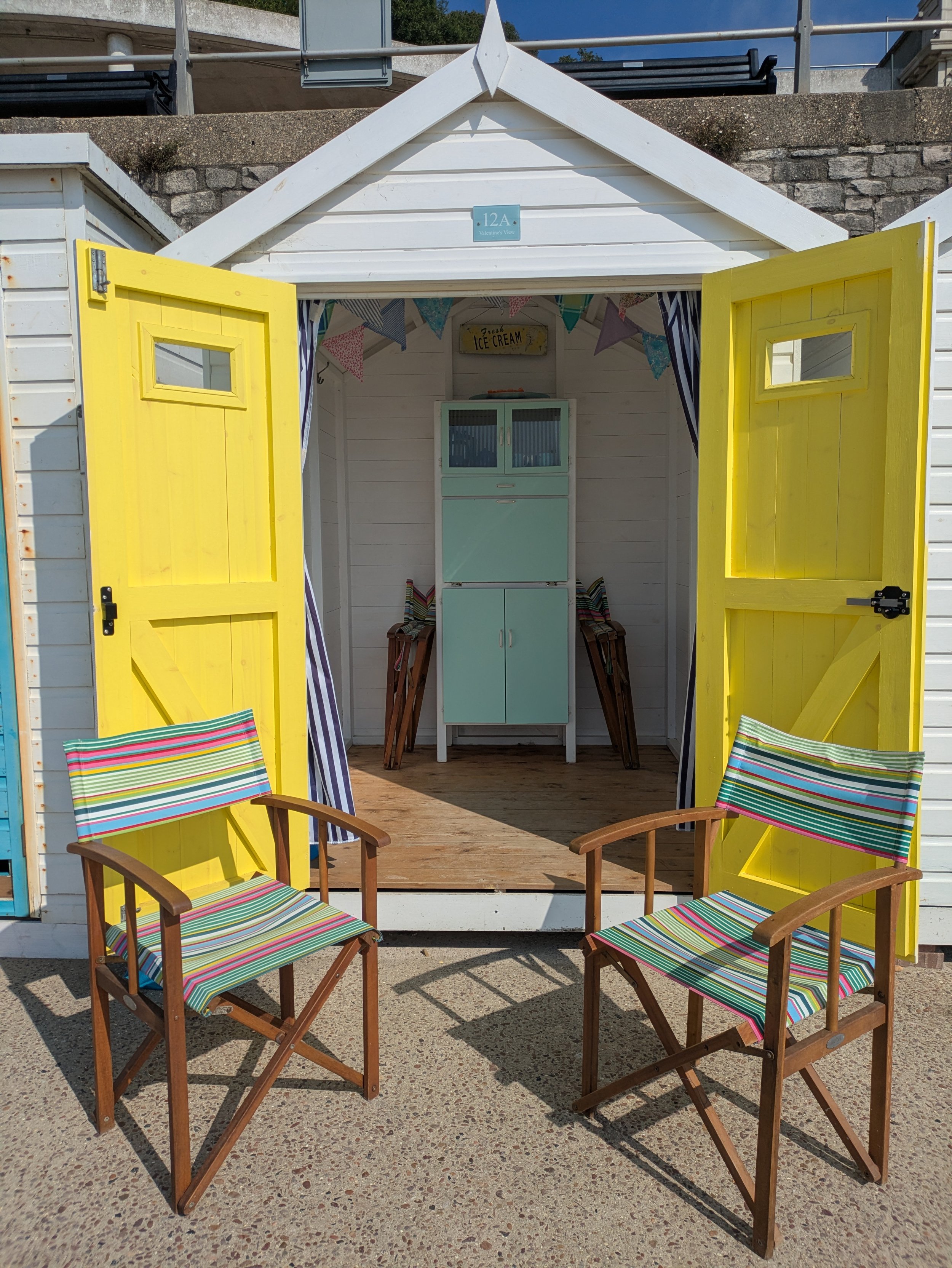 Fully set up for a day on the beach