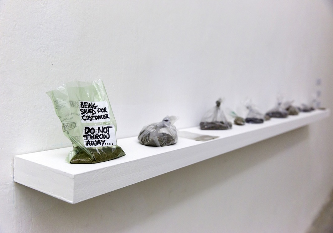  Christine Kettaneh,  bags of 'unobsessivenesses' , bags of metal filings, 2013.   Exposure 2013 , Beirut Art Center. Image courtesy of Roland Ragi. 