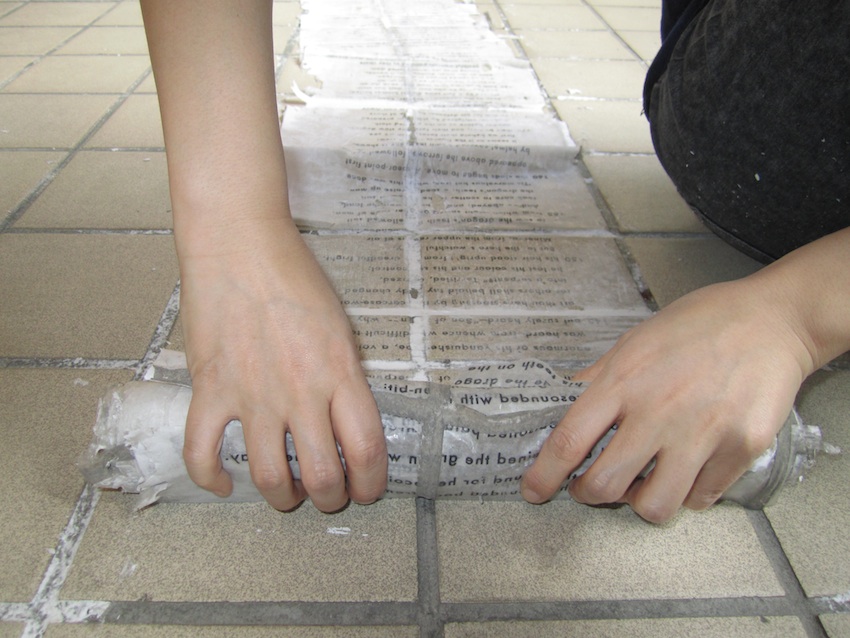  Christine Kettaneh, e cho-floor , paper and acrylic gel medium, 2012. 