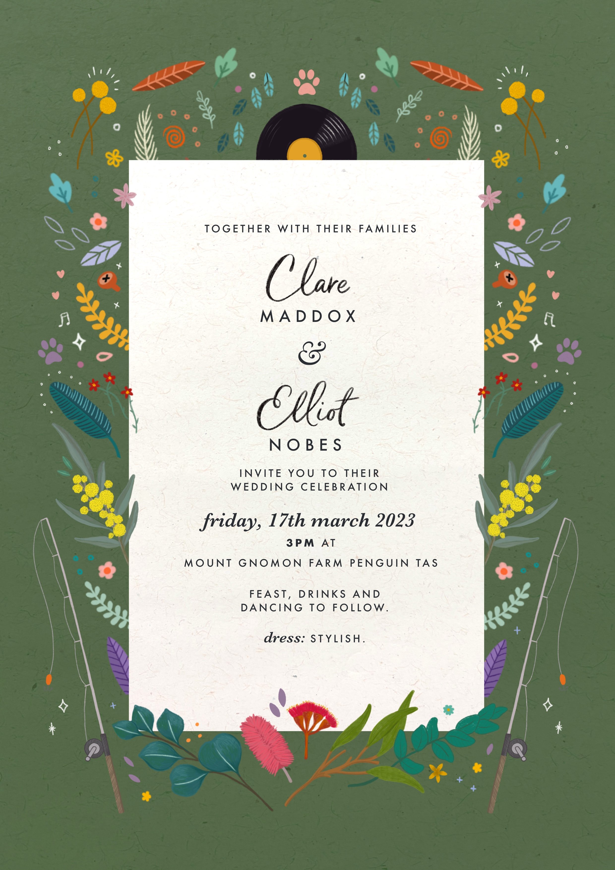 Commissioned wedding invitation.