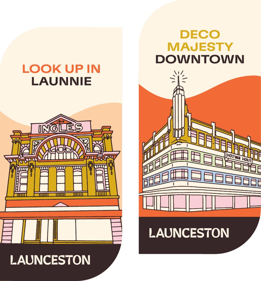 Illustrations and banner layout for City of Launceston.