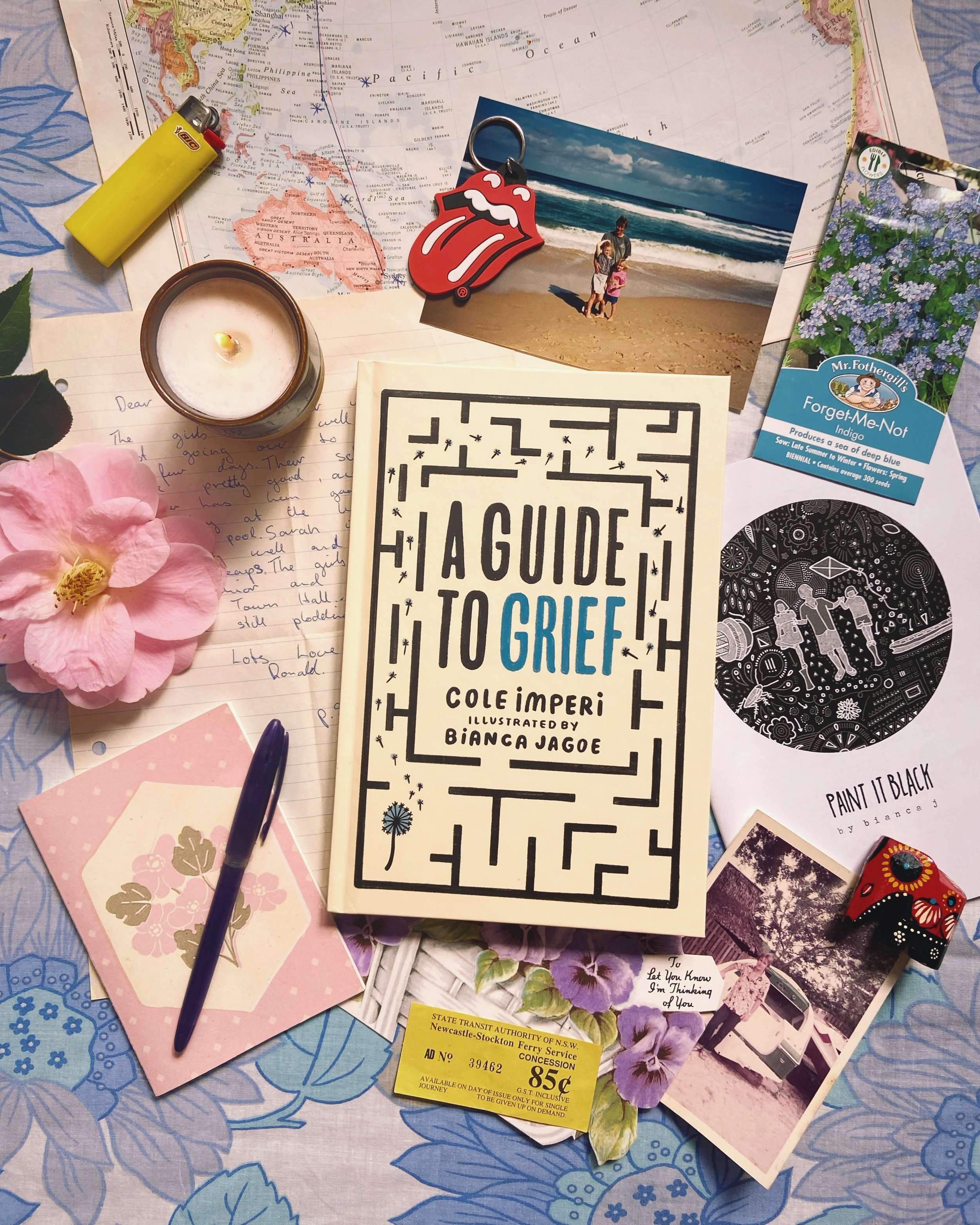 A Guide To Grief Book - Cover and Illustrations (authored by Cole Imperi )