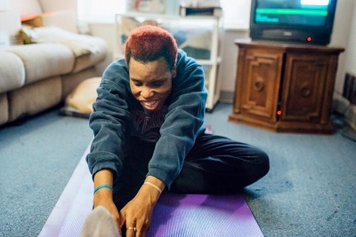 "Since practicing yoga, I have better balance, better walking, and better flexibility. And better confidence for sure. Sometimes when I'm on the bus and it's completely packed, I find myself practicing yoga by taking deep breaths, and am able to calm down. I am able to stay on the bus a lot longer now. There was a time when I couldn't even get to that breathing point." -Lynette L. (blind at age 16) (Photo by Eva Lin Douglass)