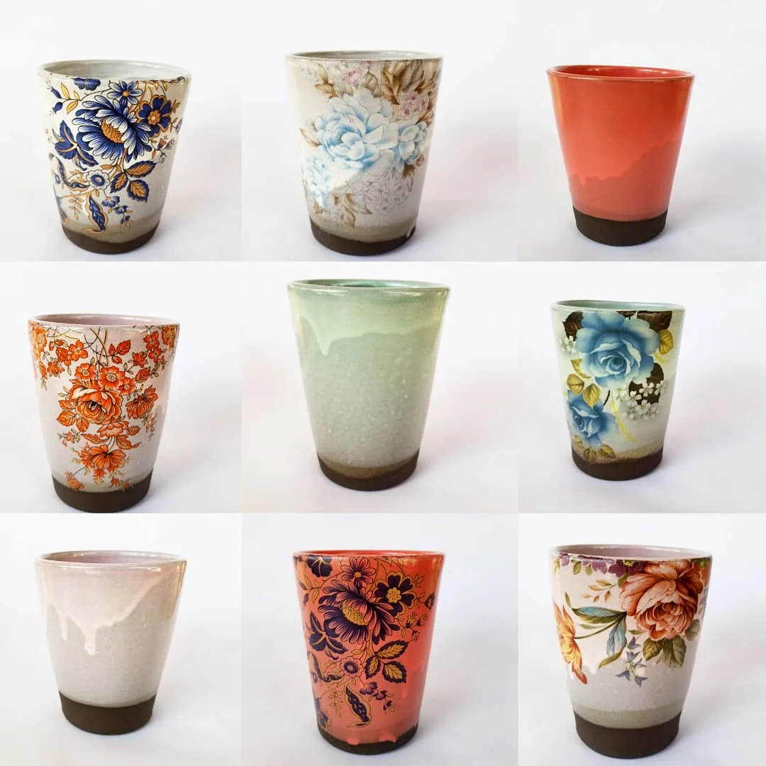 Assorted Tumblers in Solid & Floral, $28 & $34