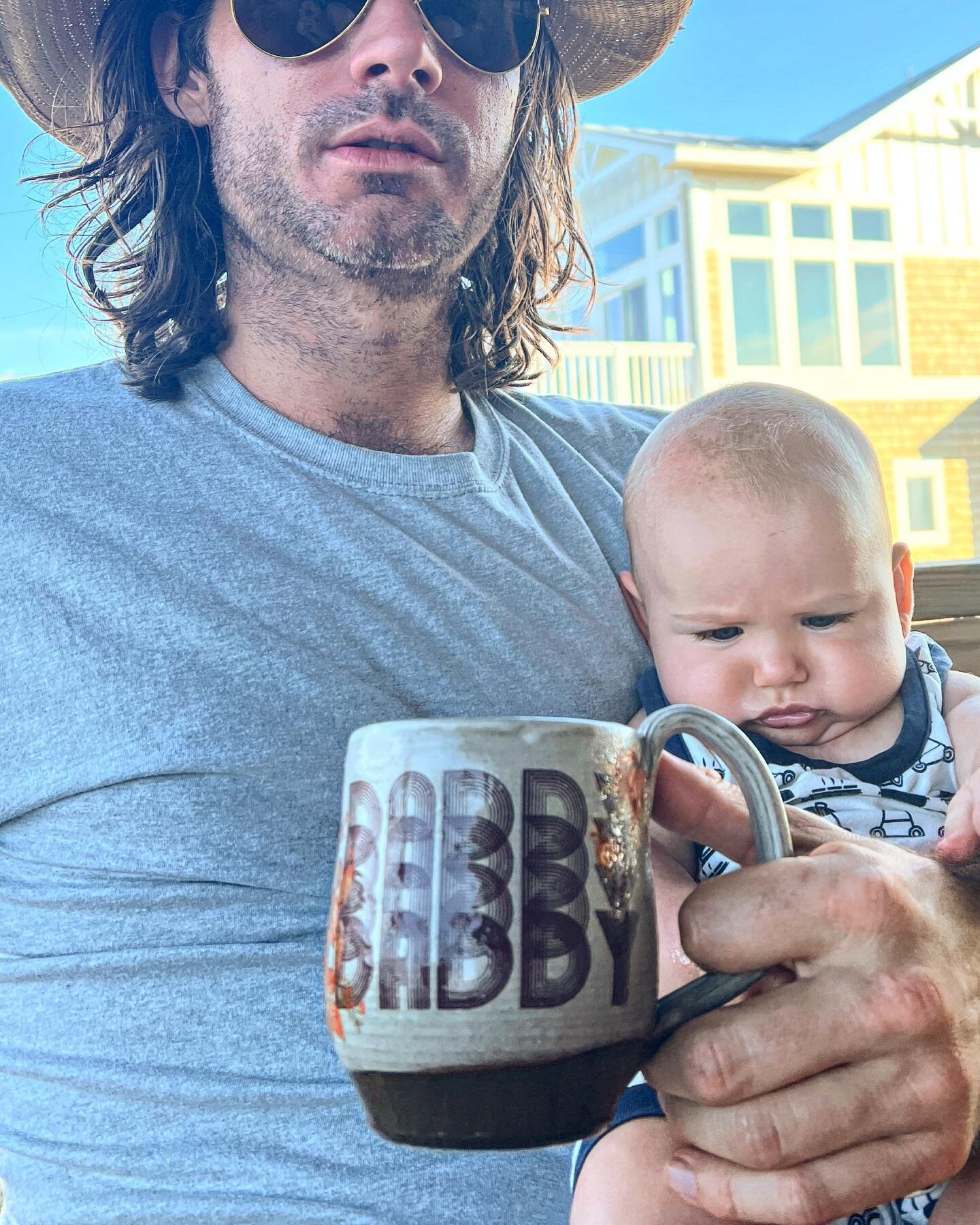 Daddy Mug doing Dad things!! If I&rsquo;m bringing out drinks in handmade wares (maybe on vacation) you should know a photo moment may be coming&hellip;
.
In stock in case someone is being especially dad-tastic ⭐️
.
#potterylife #pottery #mug #mugs #