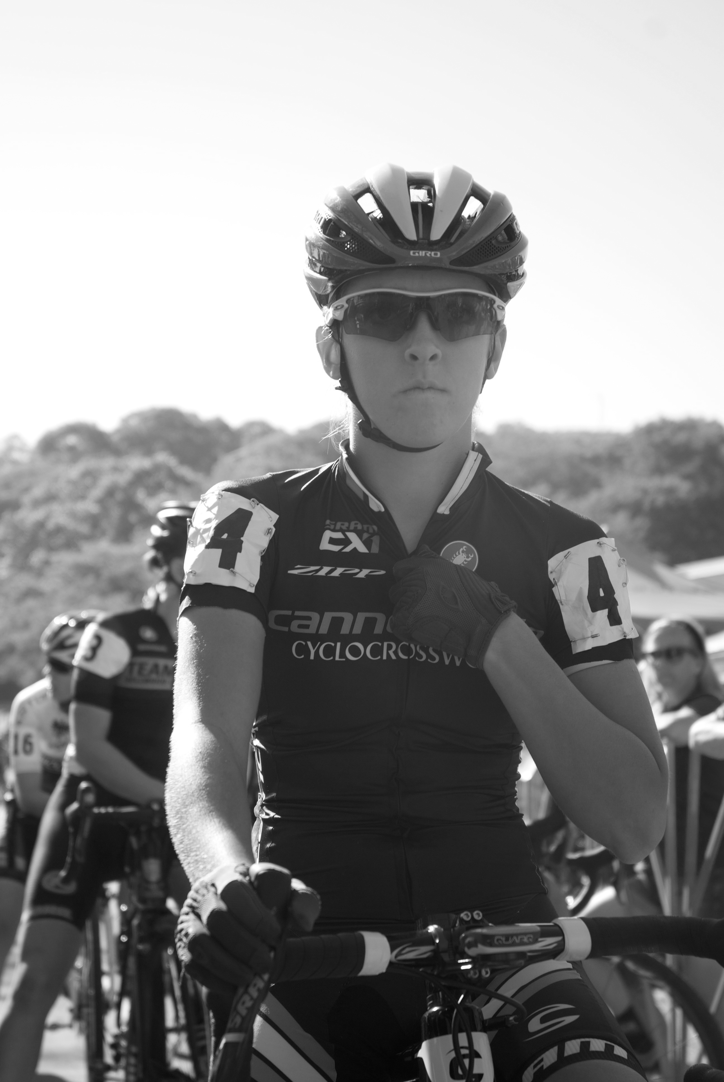 Kaitlin Antonneau lines up at the start of the UCI Pro Women field 