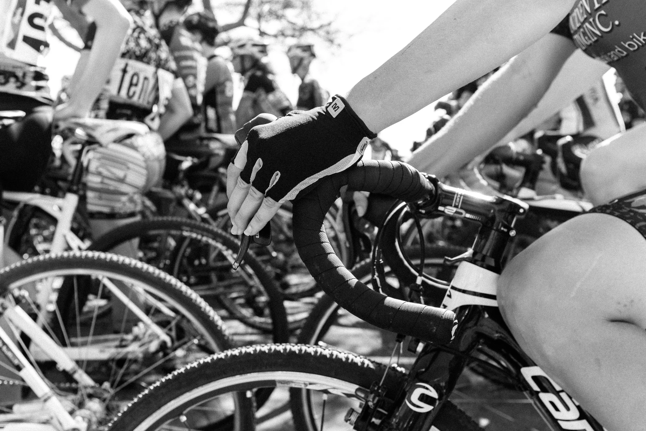Competitors line up for the women's category 3 races at Rapha Supercross Gloucester