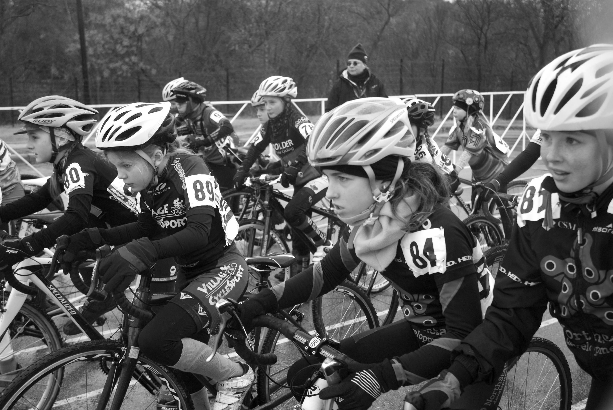 The Female Junior 11-12 races moments before the start of their race.