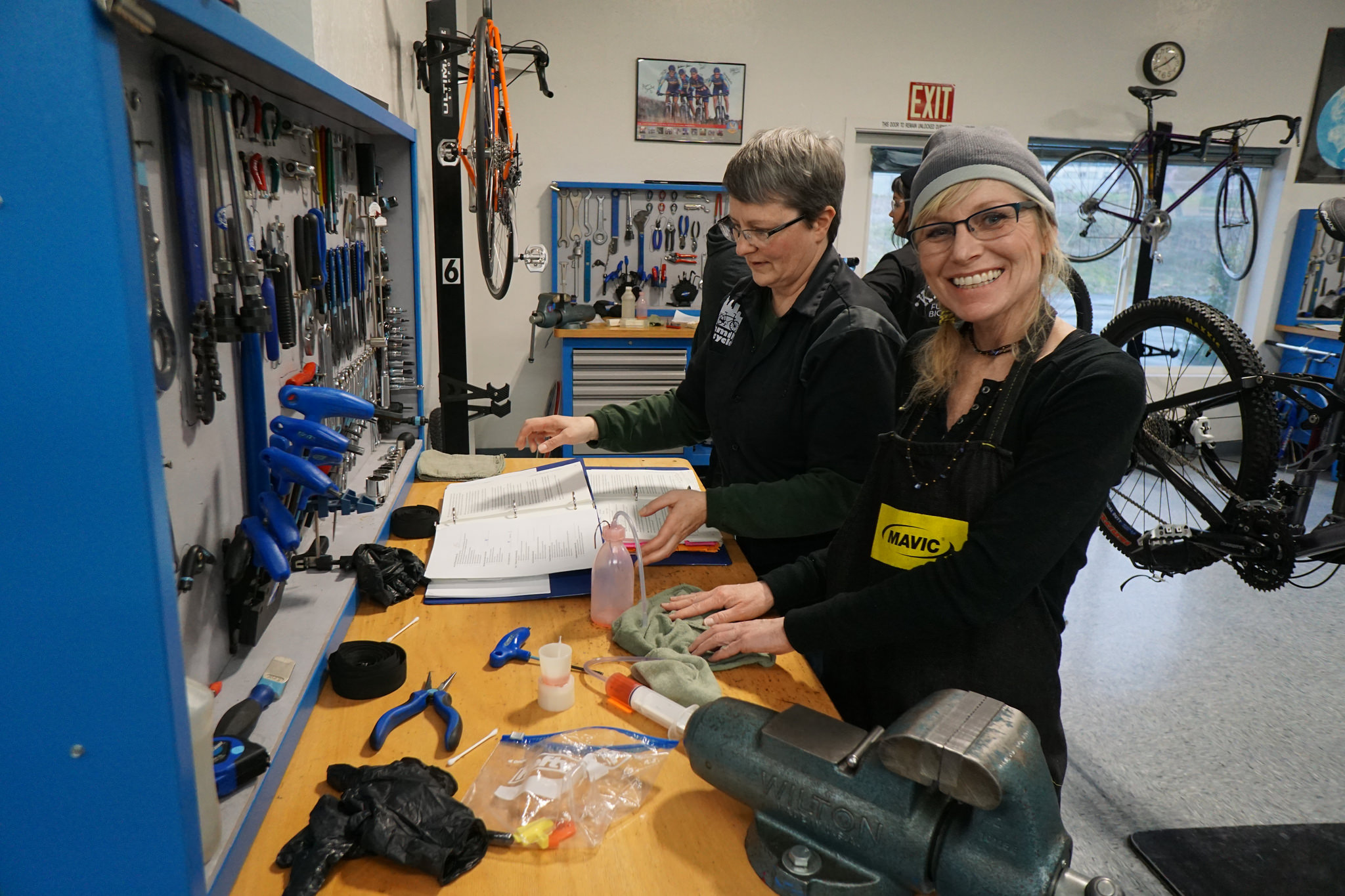 Teresa Van Acken of Family Bikes and RaeLyn Milley of Boulder Cyclesport