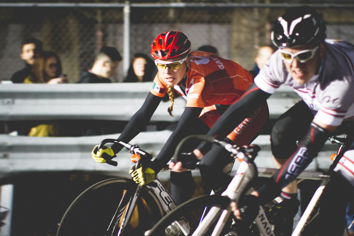 Ingrid Drexel, Olympic cyclist from Mexico races with men in a mixed field at RHC6 in Brooklyn. Photo courtesy of @groovylab