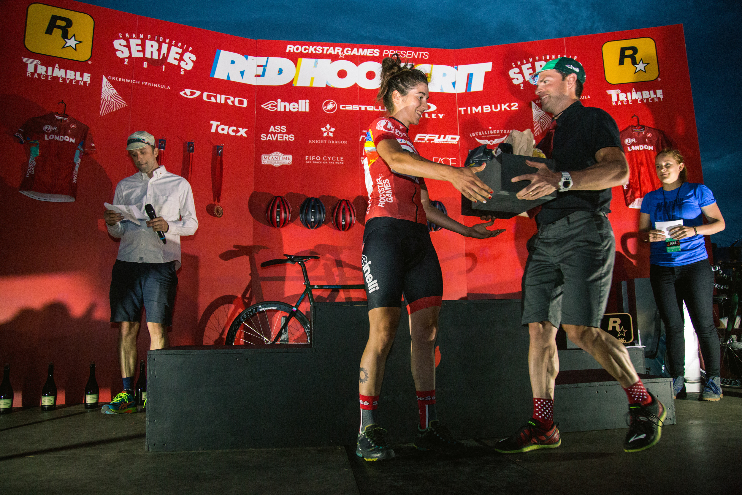 Hannah and David on the podium at the first RHC in London, photo courtesy of @Tornanti_cc