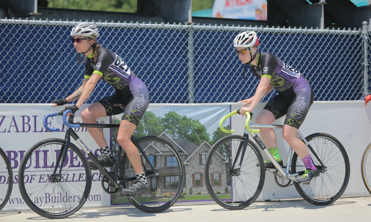 Marcy & Becca lined up on the rail