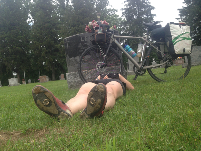 Dead Legs after riding a fully loaded touring bike straight into an unrelenting headwind for 80 miles.