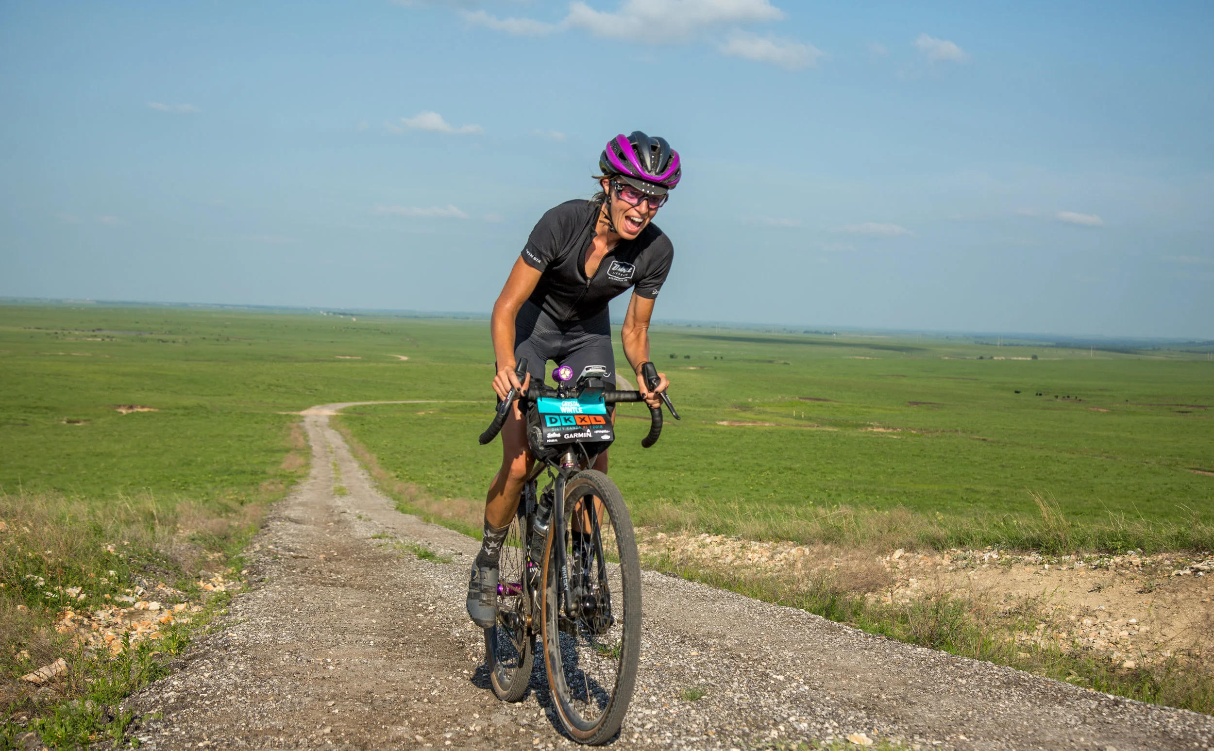 Crystal Wintle, one of 34 riders invited to test an even longer route: the 350-mile Dirty Kanza XL. Photo by Linda Guerrette