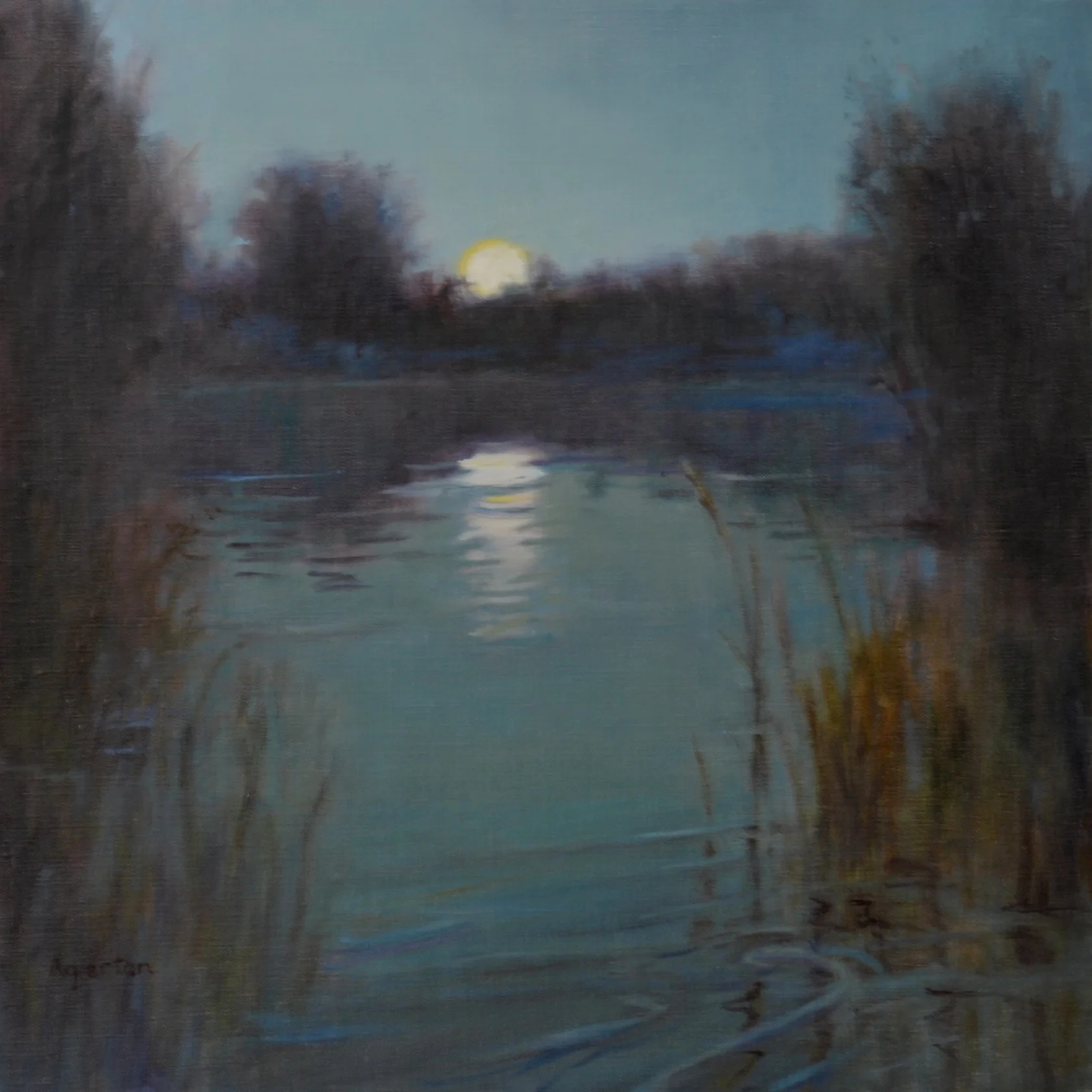 Rising Moon. 15x15. Oil on panel. Available.