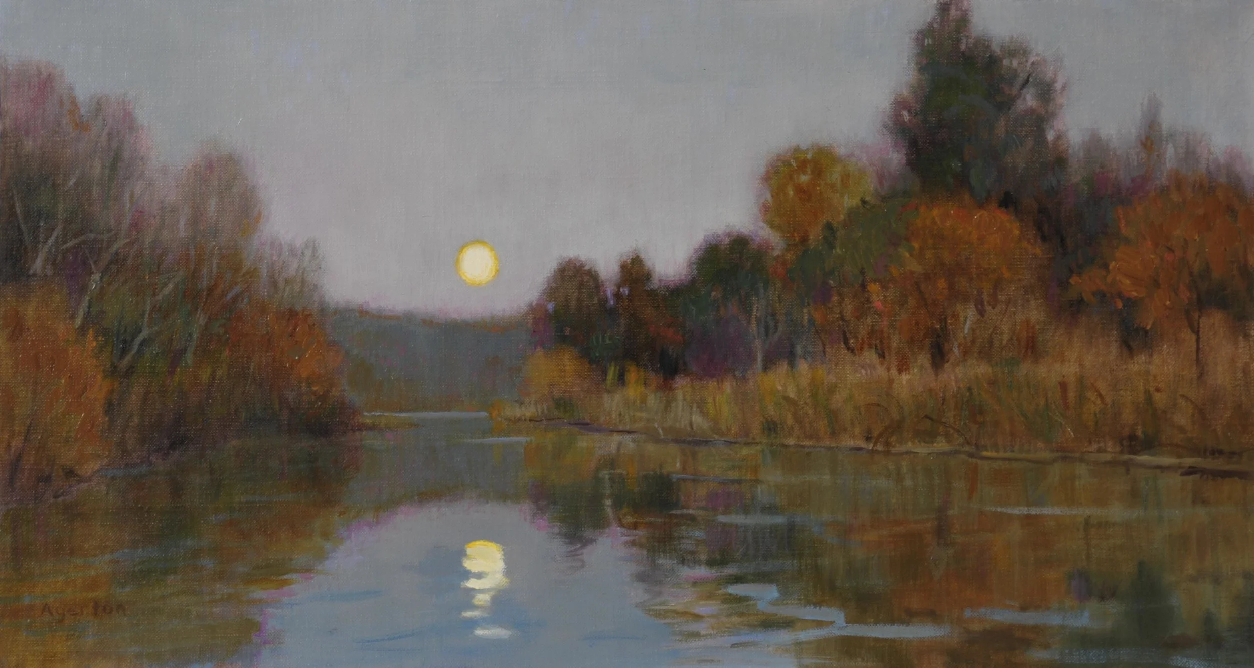 Winter Moon. 12x20. Oil.