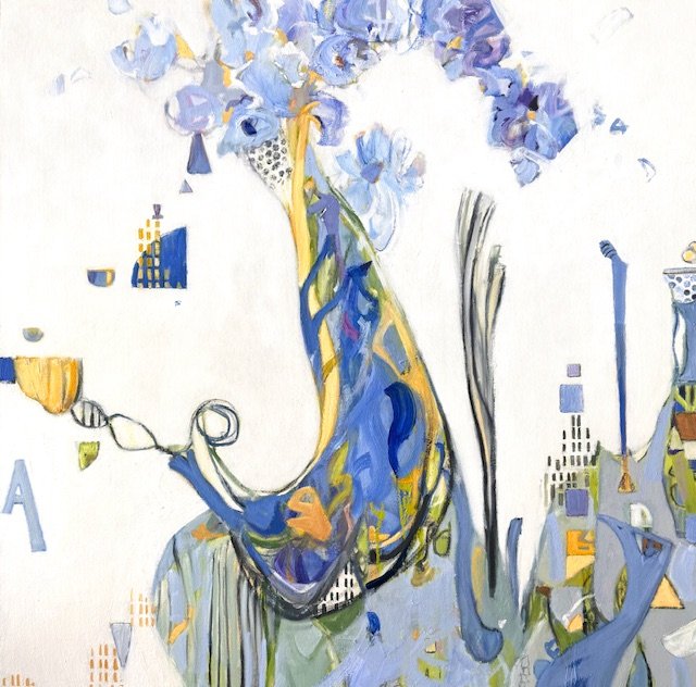 Blue Bouquet. Oil. 36x36. Available at Ella Walton Richardson Fine Art, Charleston, SC.