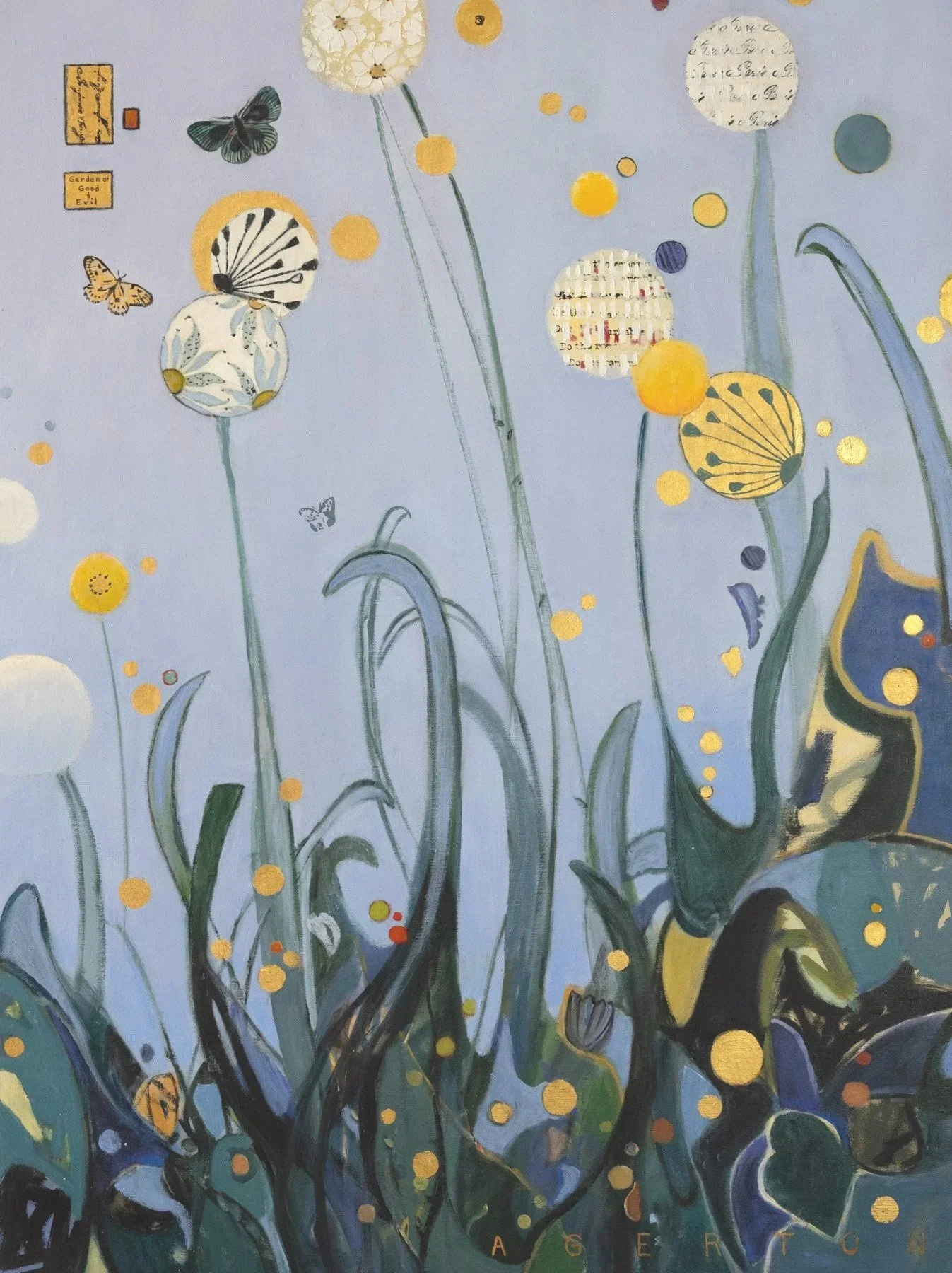 The Garden of Good and Evil. Oil and 23 kt. gold leaf. 40x30.