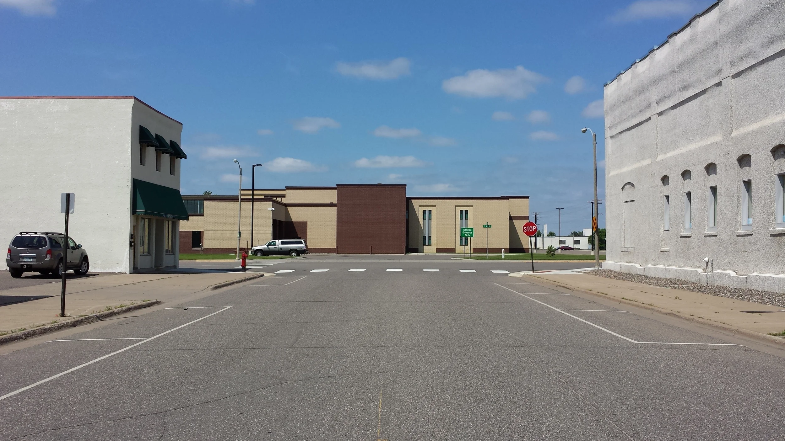 The new courthouse terminating the view on Front Street.