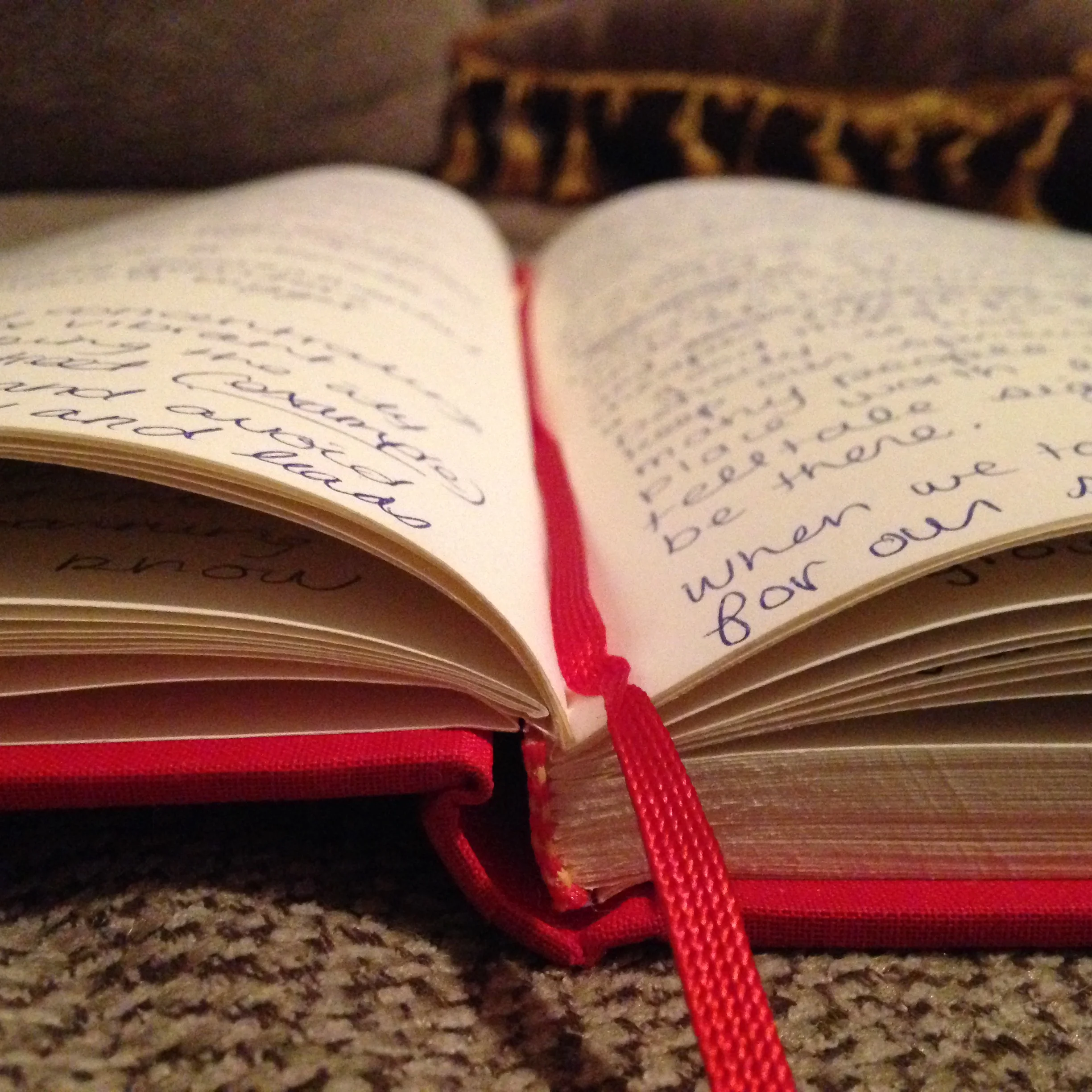 This is the script right now: four pages of brain-dump in my notebook.