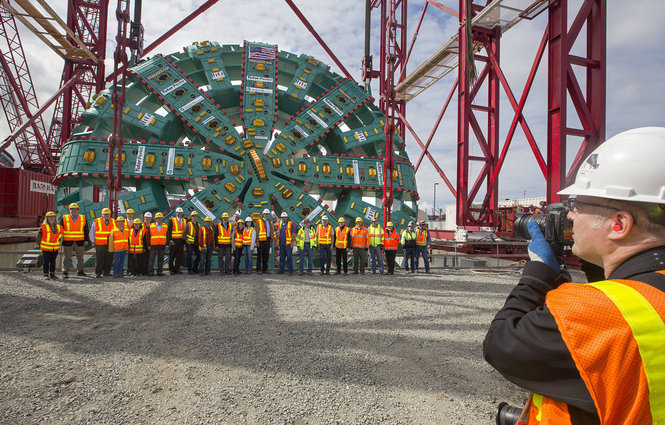 Stuck Bertha in Seattle, back when we were so confident we knew what we were doing. We still are, at least on the outside.