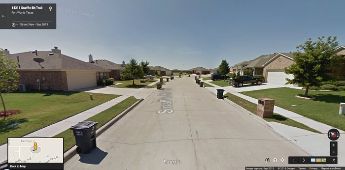A new residential subdivision in Fort Worth, Texas. With so many restrictive rules, it is hard to imagine this neighbourhood ever evolving and looking any different, so for now we might consider it to be in its final state - a 'completed' street.