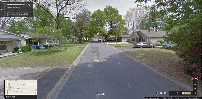 A residential street in Conway, Arkansas. Perfectly safe for pedestrians and bicyclists.