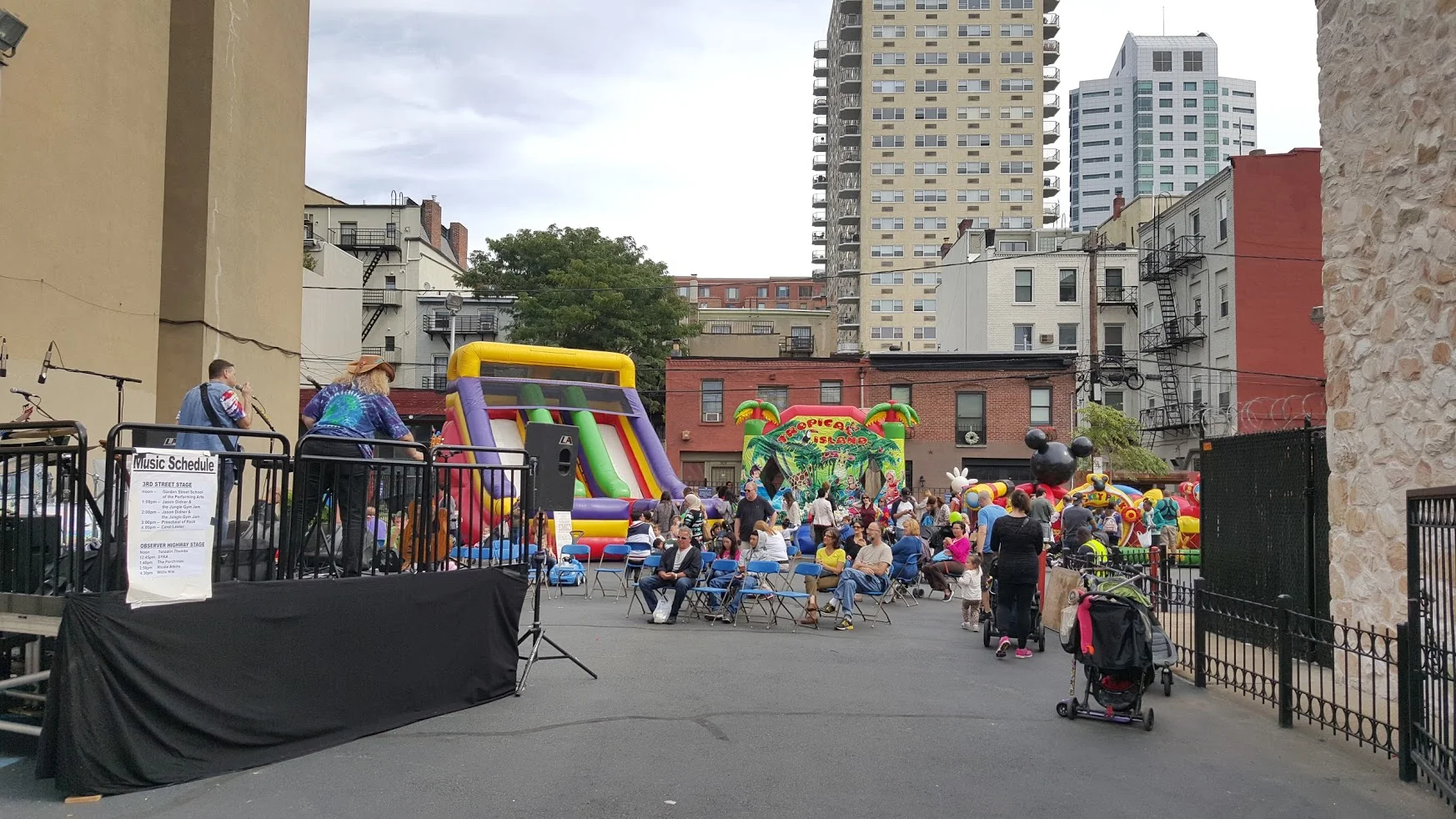 A bank's parking lot transformed into an exciting place for people.
