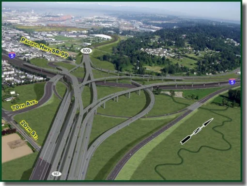 This is the planned billion-dollar upgrade to the I-5 and SR-167 interchange funded thanks to Connecting Washington . ( WSDOT )
