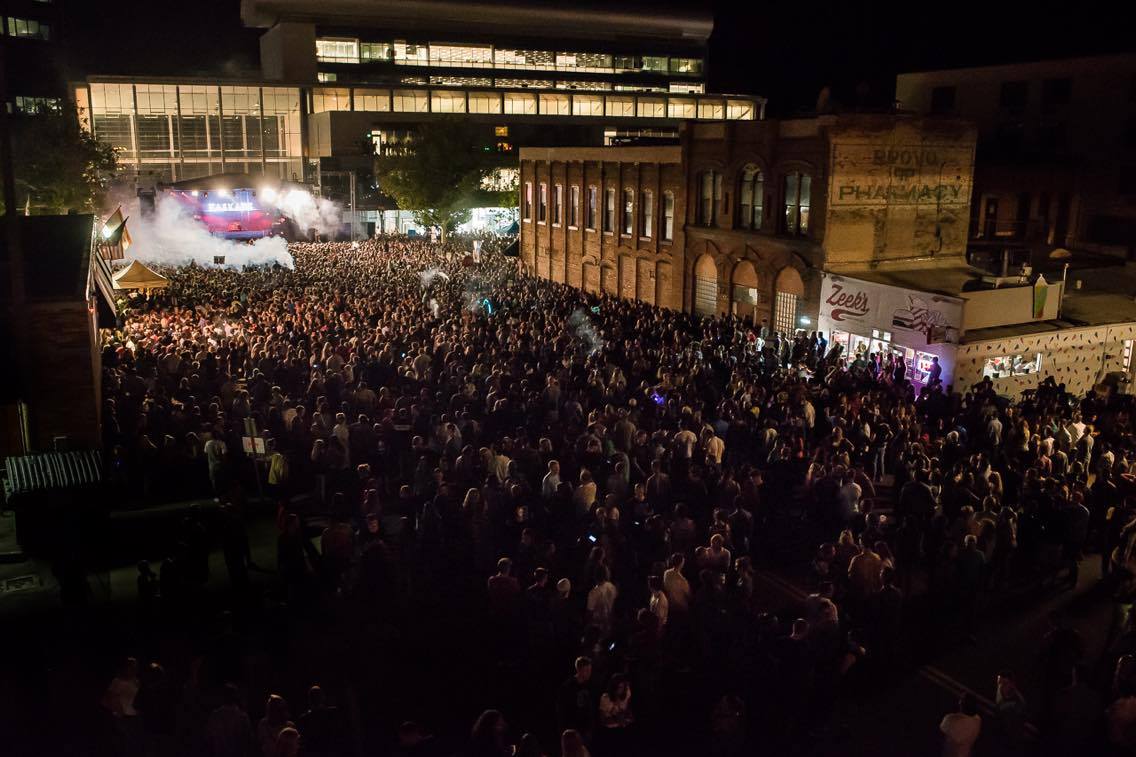 Streets are closed for a free concert featuring Kaskade in downtown Provo. Photo Credit: Trevor Christensen .