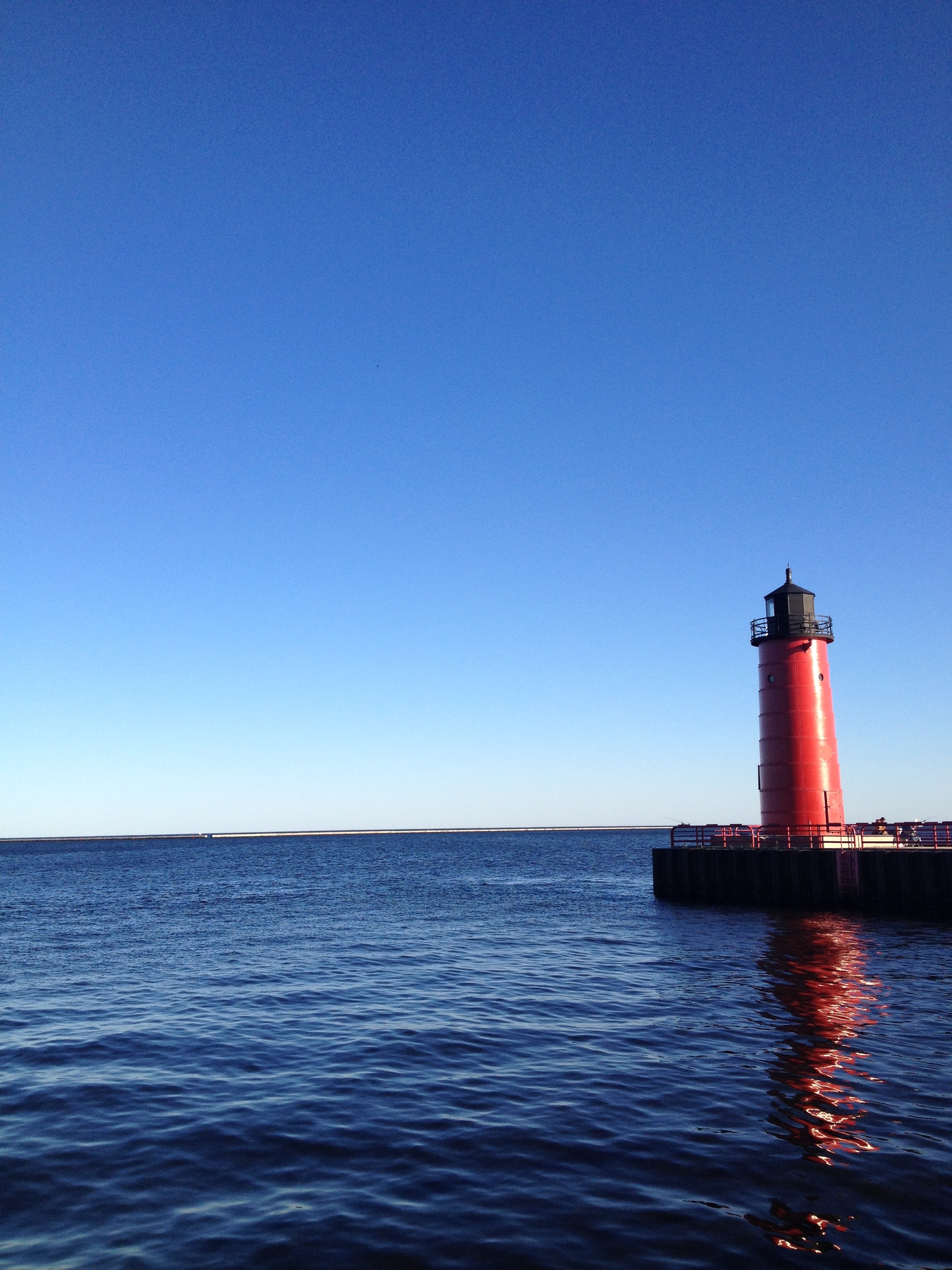 A lighthouse on Lake Michigan near downtown Milwaukee