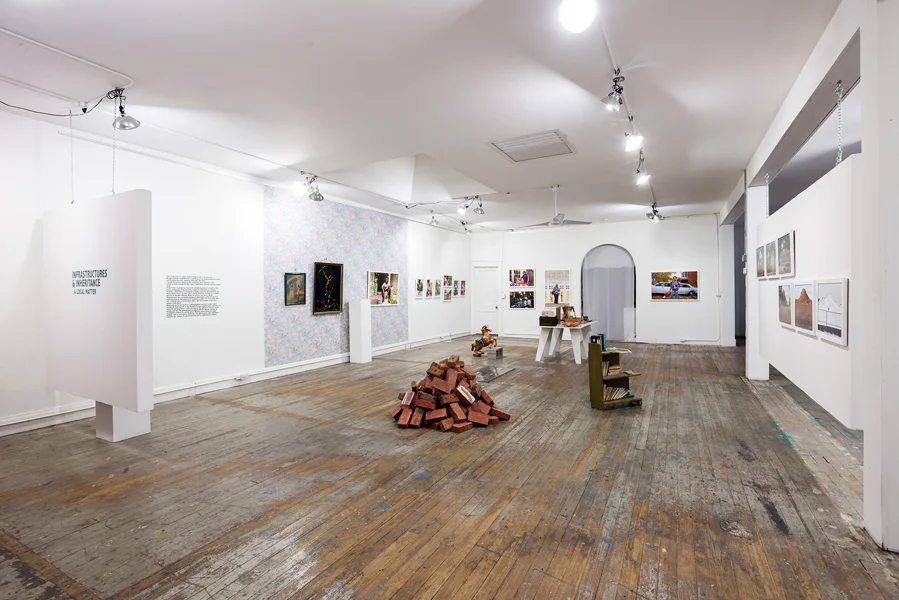 Matt Rahner's installation, including photographs and artifacts