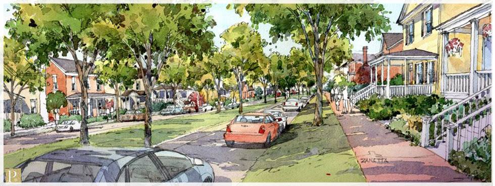Mock-up of a redesign of a local street, Fairfax Boulevard