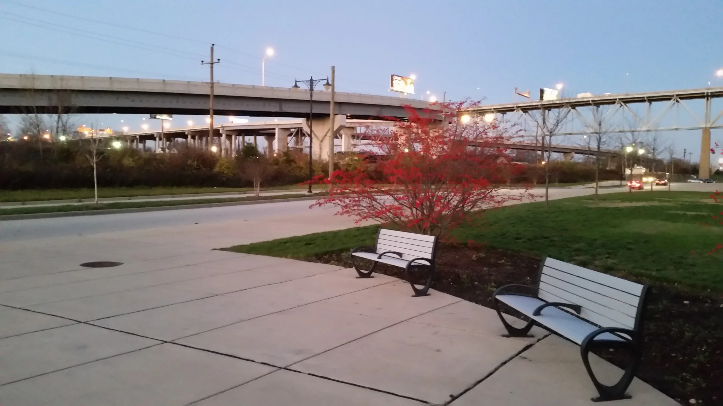 Benches, sidewalks, vegetation and decorative lighting transform urban spaces (not).