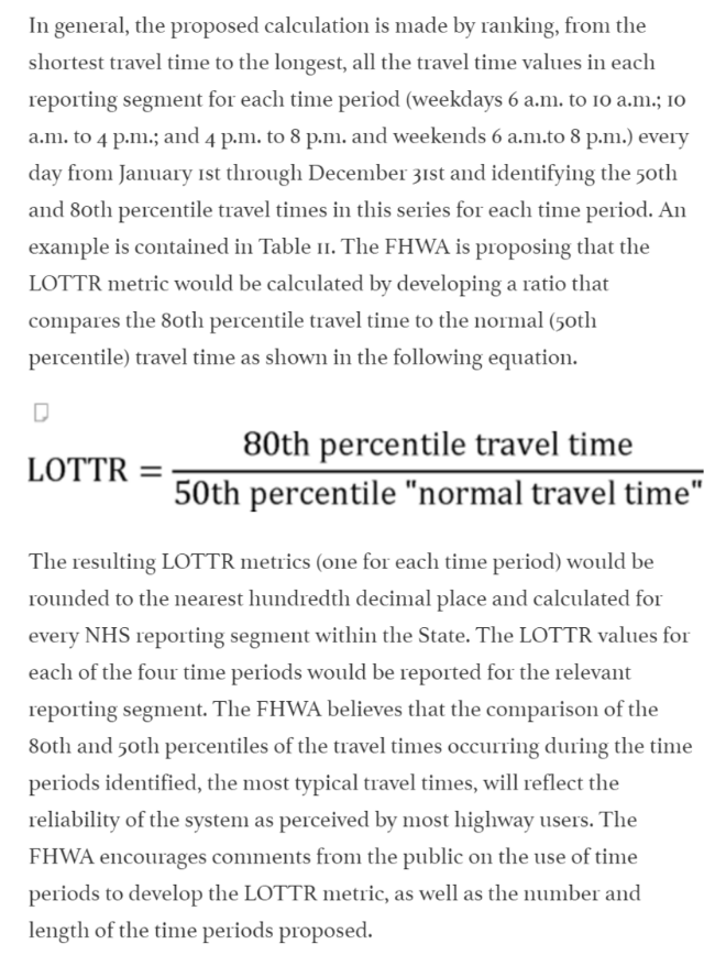 Level of Travel Time Reliability ( LOTTR ) description