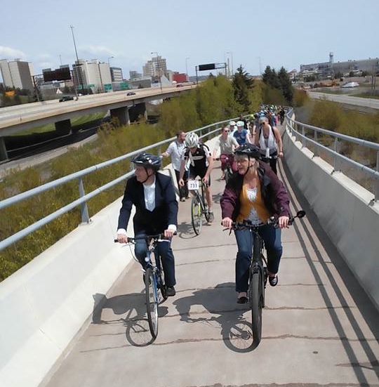 Chuck Marohn participating in the 5th Annual Mayor's Bike Ride in Duluth