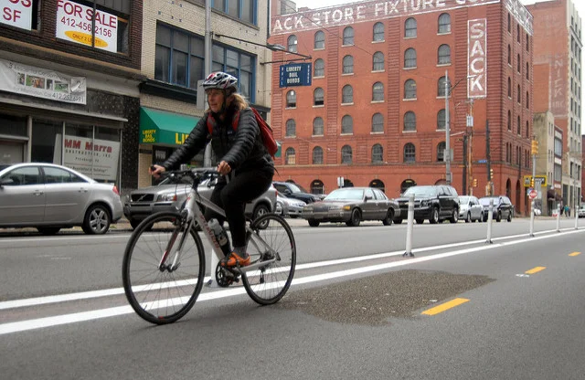 cyclist in bike lane