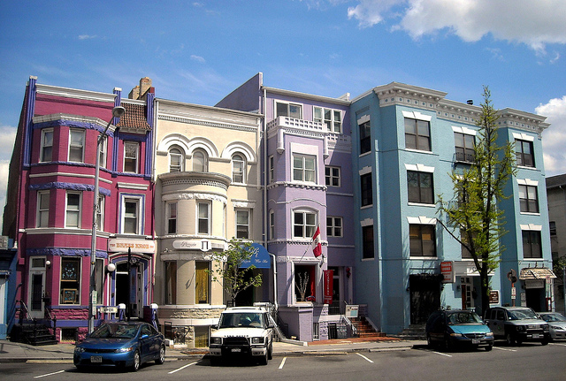 Rowhouses in the Adams Morgan neighborhood of Washington, DC. ( Photo by Josh )