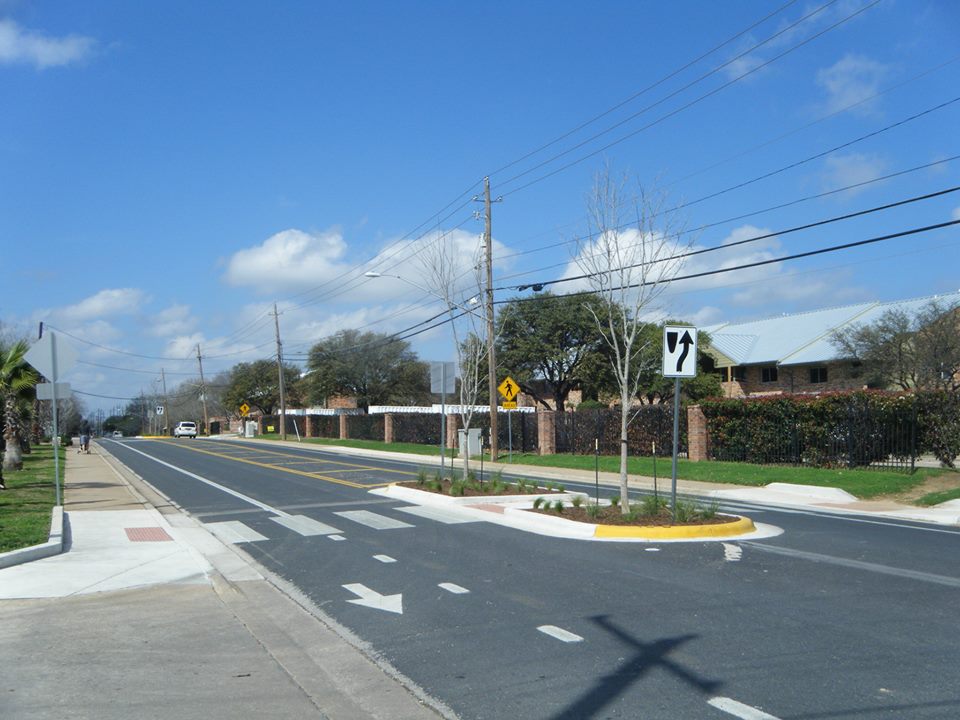 A pedestrian island