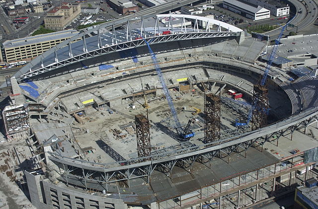 CenturyLink Field under construction in Seattle (image from Seattle municipal archives)