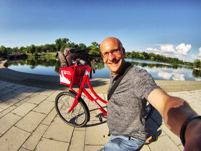 Arian takes the Reddy bike for a spin