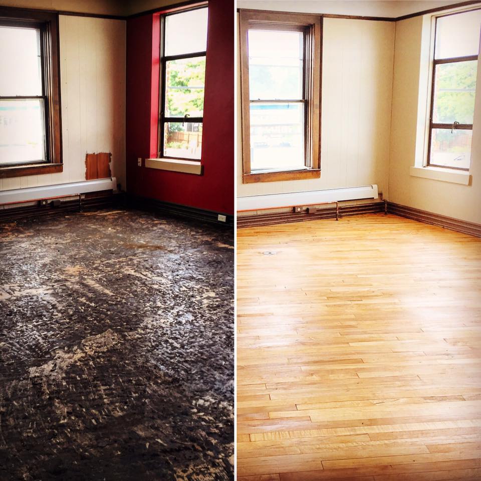 Before and After photos of an upstairs room in the building. (Image from The Norwegian Facebook page)