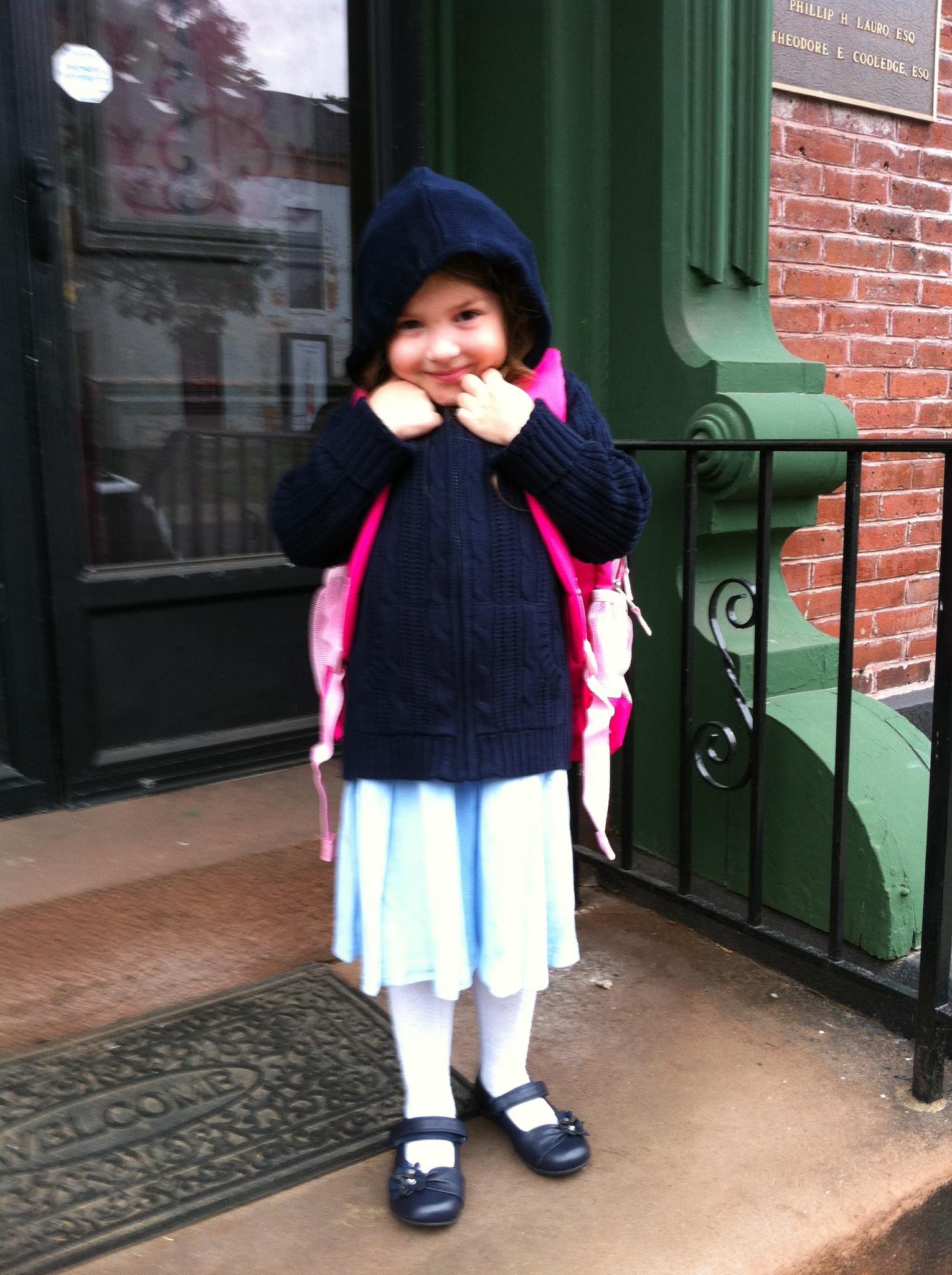 The author's daughter, LuLu, on her first day on school